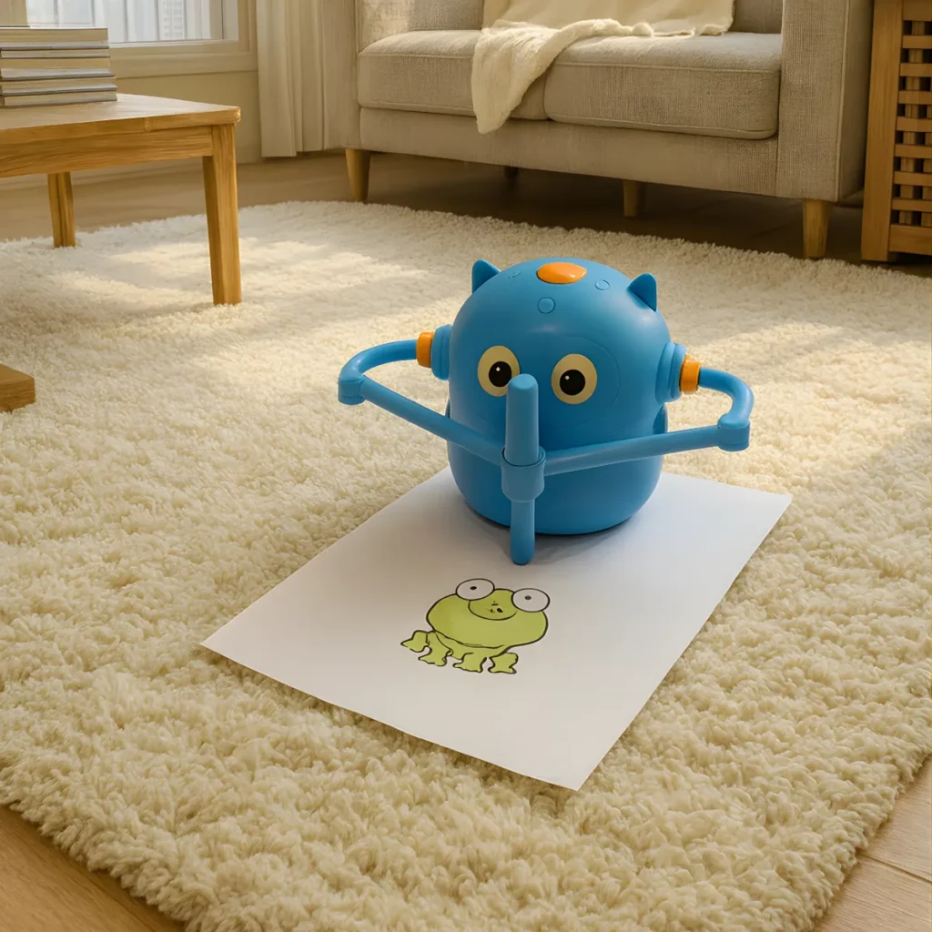 Robot rysujący Rysiobot tworzy rysunek żaby